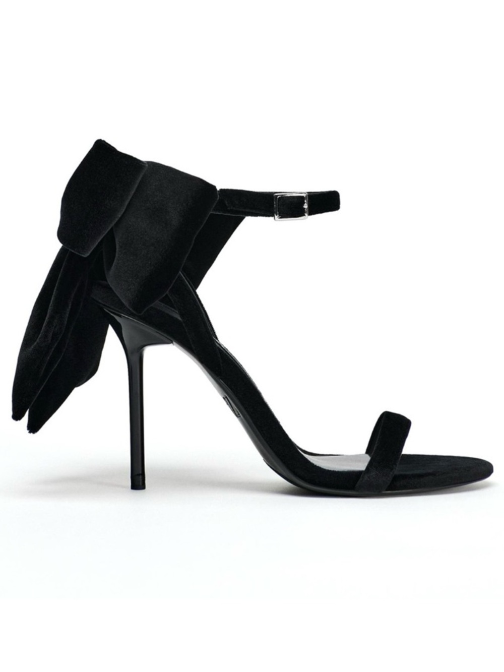 ZARA Women’s suede heeled sandals with maxi bow❤️❤️